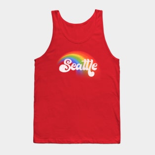 Seattle / Retro Faded-Style Rainbow Design Tank Top